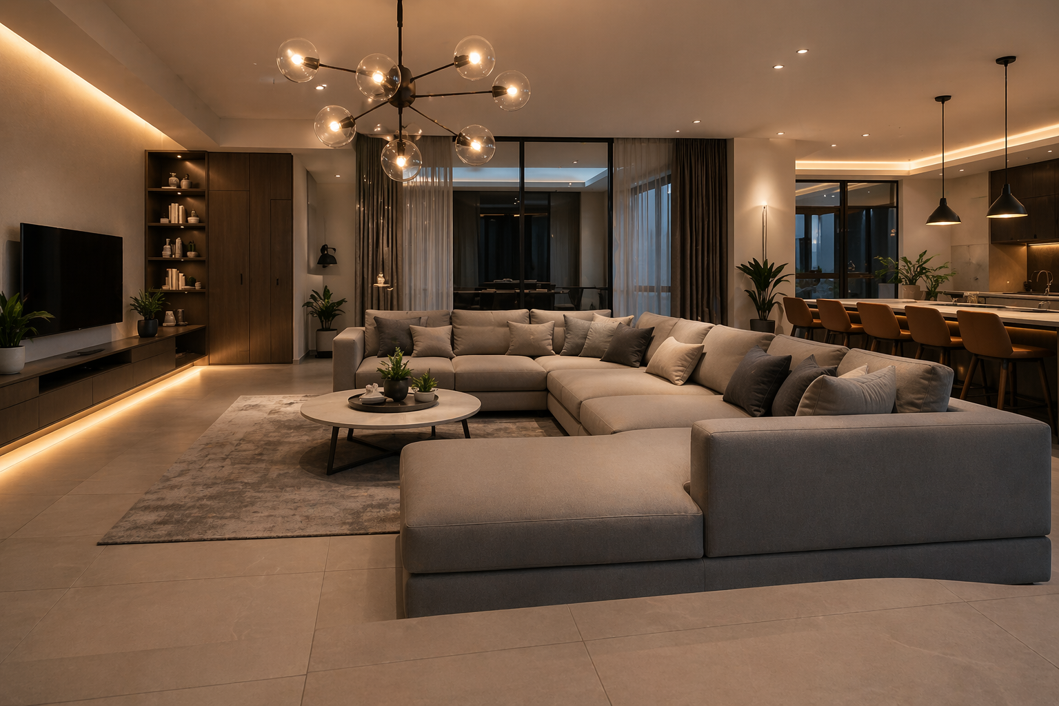 Warm residential interior lighting